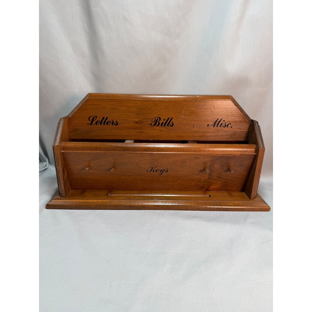Vintage Wooden Mail Organizer Free Standing Wall Mount Rustic Cottagecore 19.5in